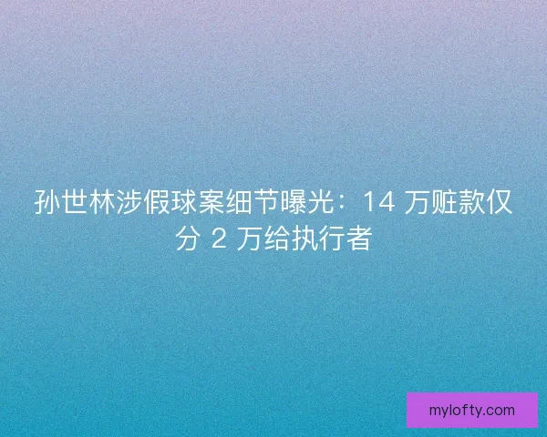 孙世林涉假球案细节曝光：14 万赃款仅分 2 万给执行者
