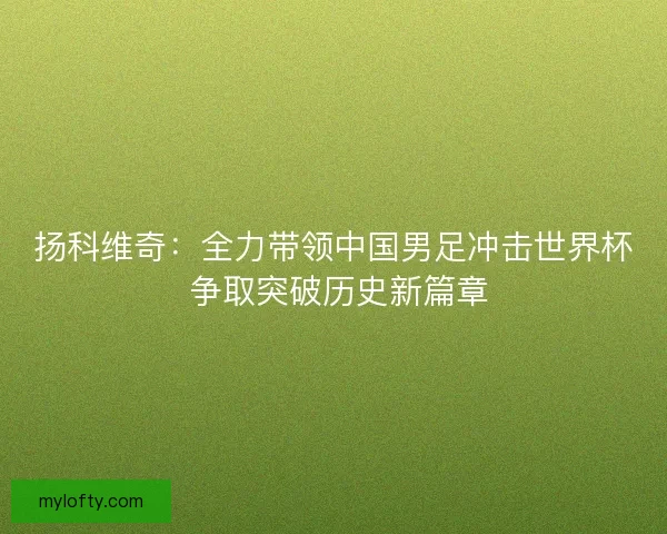 扬科维奇：全力带领中国男足冲击世界杯 争取突破历史新篇章